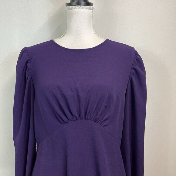 Express Blouse Top size Large Dark Purple Crepe Princess Modest Church Wedding - Picture 3 of 7